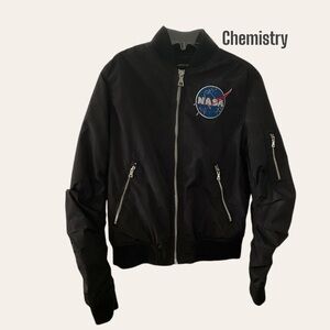 Chemistry NASA Vintage Bomber Black Space Jacket Coat Women - Size Small